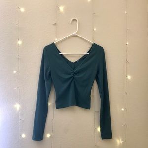 Pacsun Me to We Emerald Ribbed Long Sleeve Top